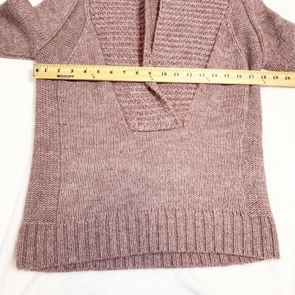 LOFT blush pink deep vneck collar alpaca wool blend long sleeve pullover sweater - Picture 7 of 8